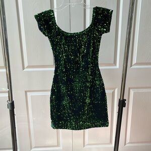 Nasty Gal Emerald Green Sequin Mini Dress